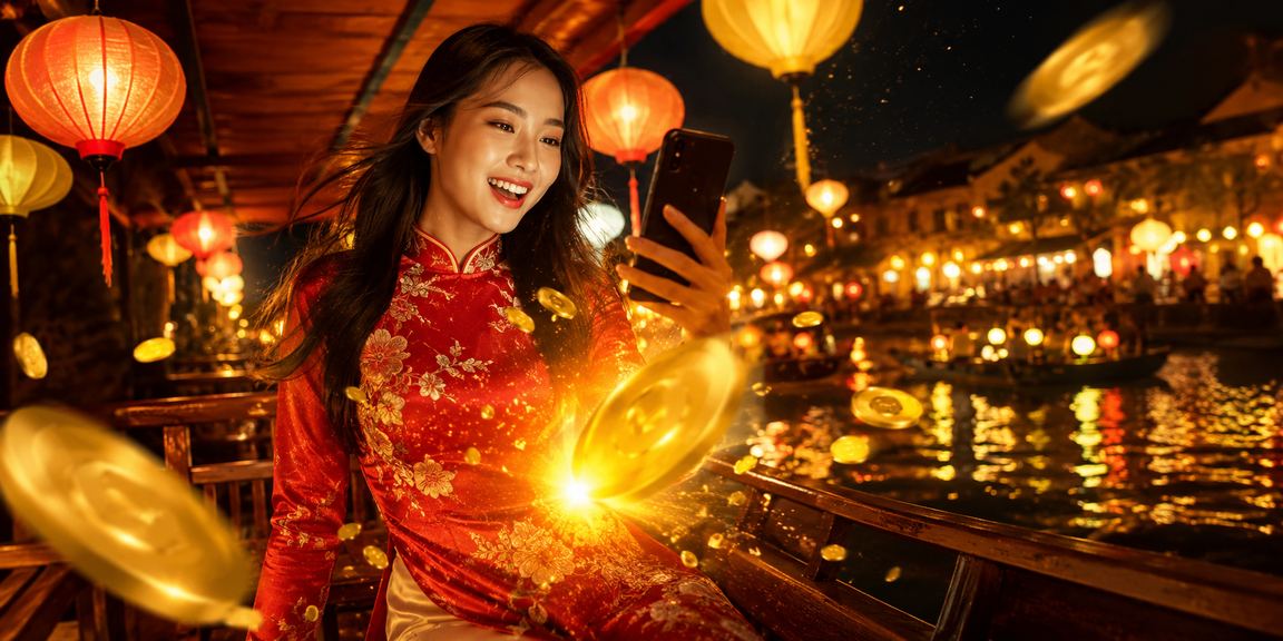 Khung cảnh giải trí casino di động tại Hà Nội với đèn lồng và không gian hiện đại